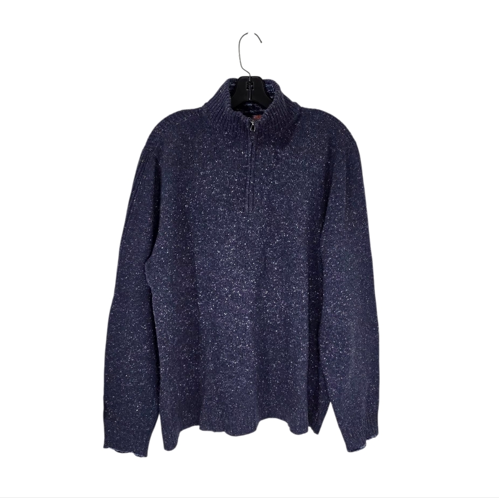 Robert Graham Wool Blue Space Dye 1/4 Zip Pullover Sweater Men's Large